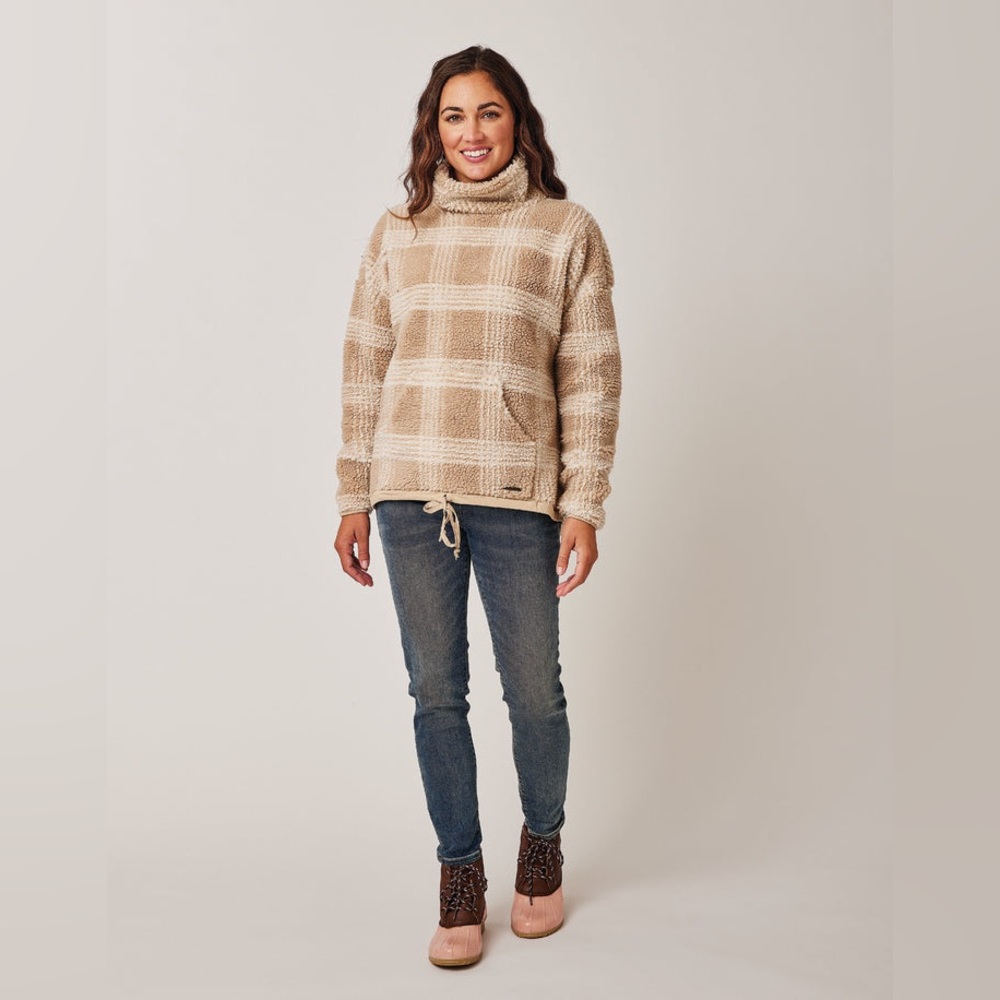 Carve Designs Roley Cream Jacquard Cowl-Neck Sweater